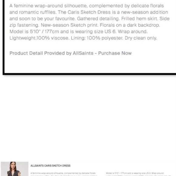 ALLSAINTS- CARIS FLORAL DRAPED DRESS (NWT) - Picture 15 of 16